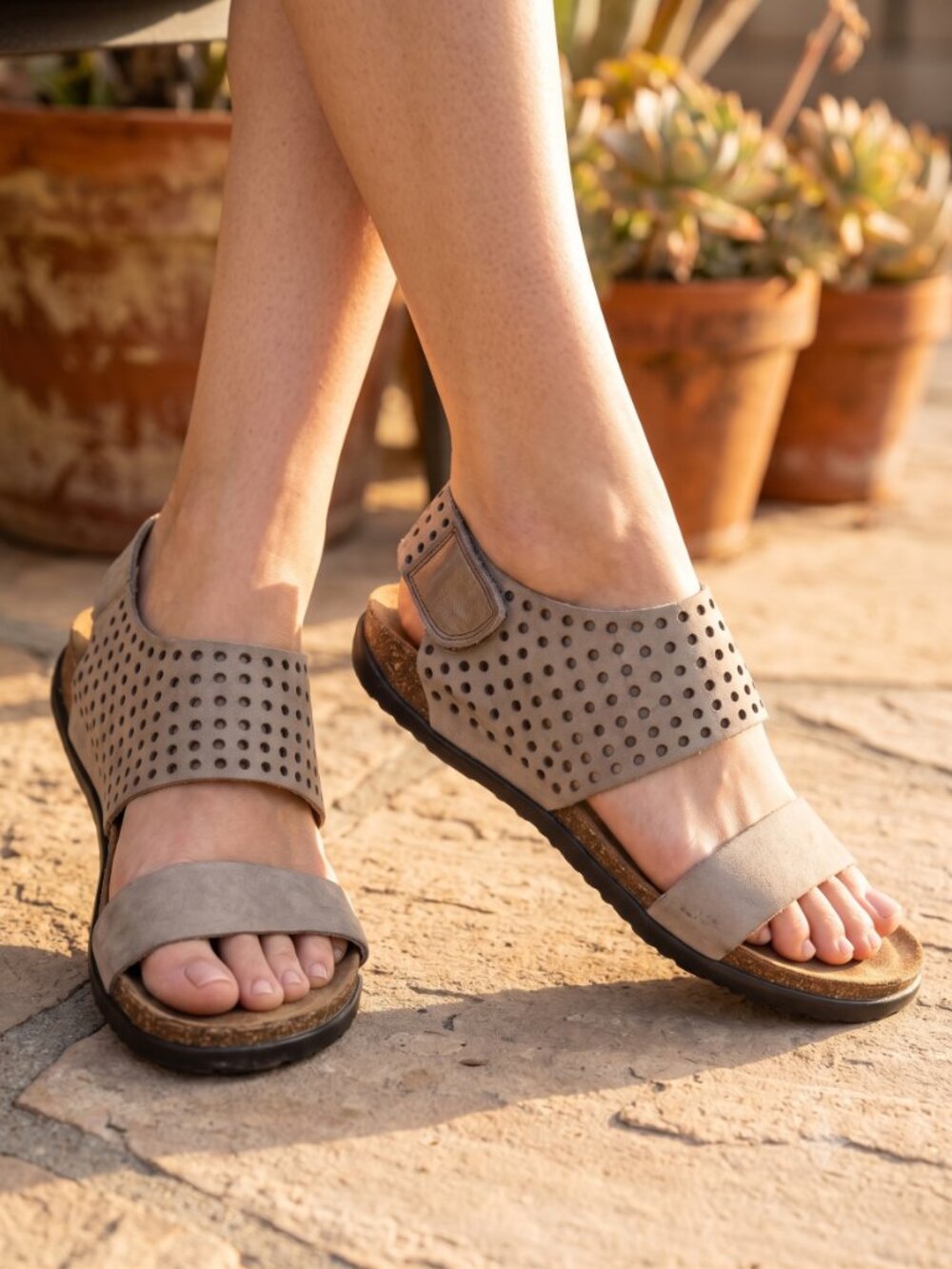 Bionatura Cameo Perforared Leather Cork Comfort Sandals